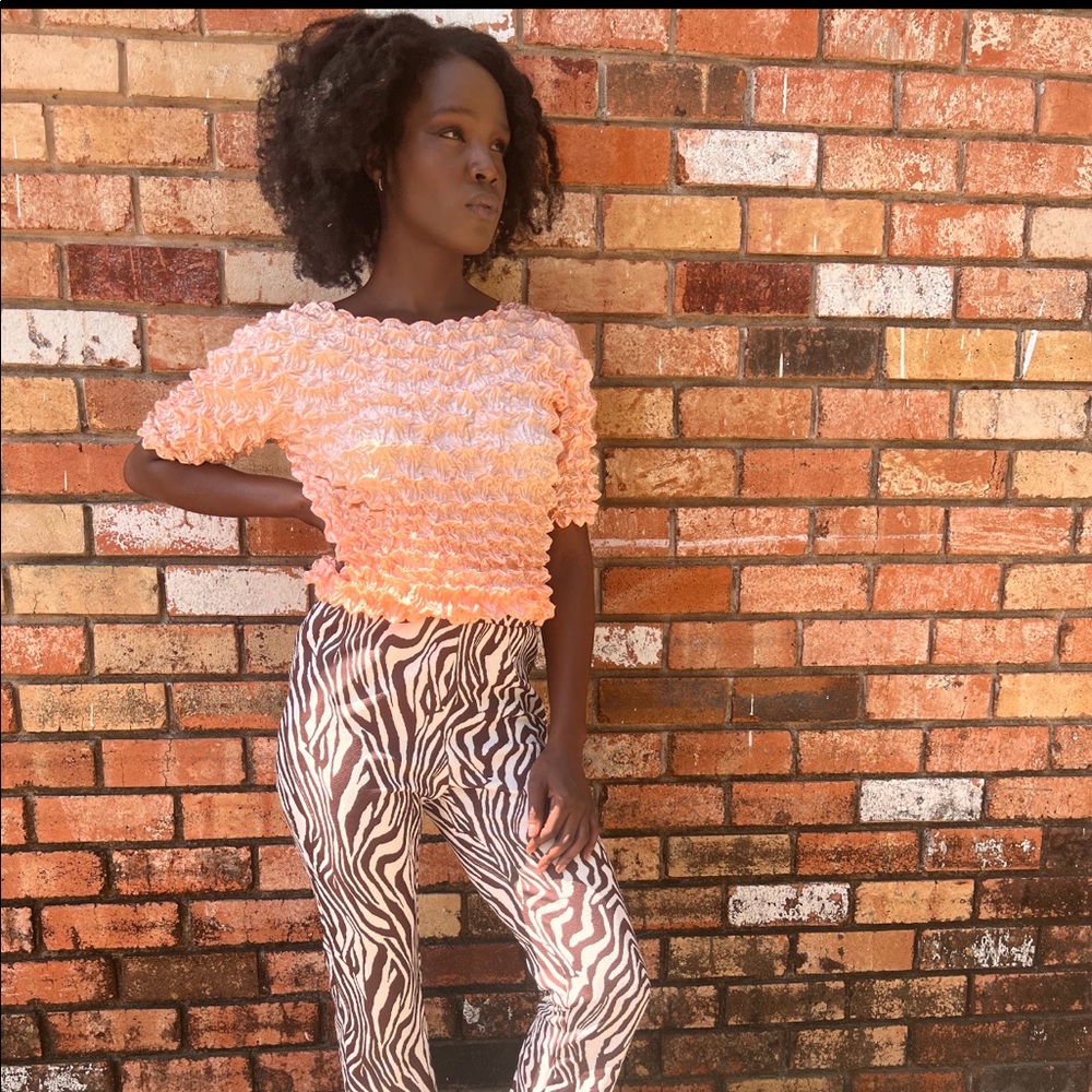 Peach Flower Pattern Top